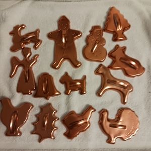 1960's Lot of 13 Copper Cookie Cutters Holidays
